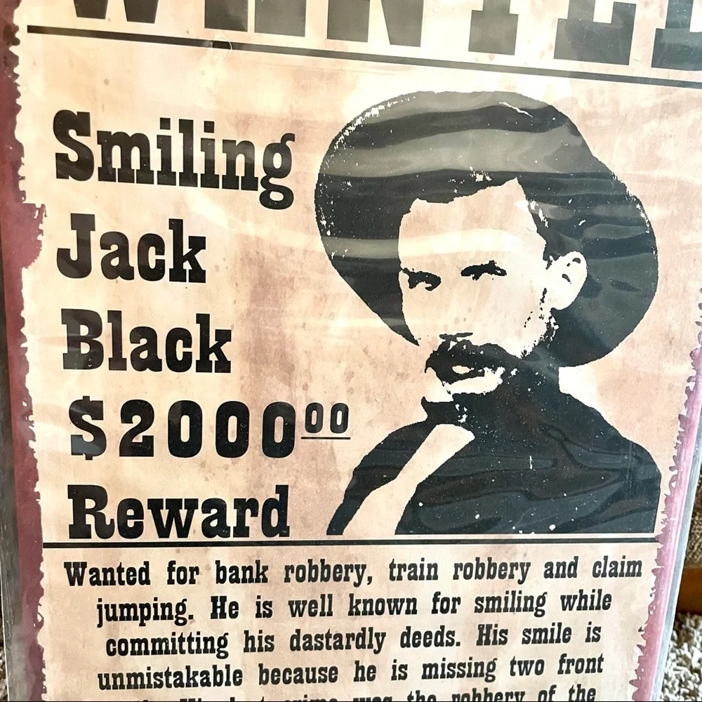 NEW Wanted Smiling Jack Black Metal Sign